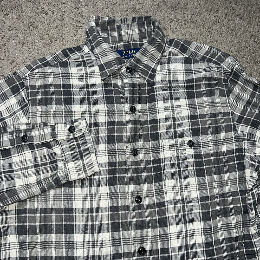 NWOT Polo Ralph Lauren Mens Plaid Flannel Shirt  Gray Casual Preppy Medium